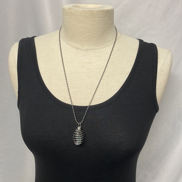 Labradorite Cage Charm Necklace (9) - Picture 2 of 3